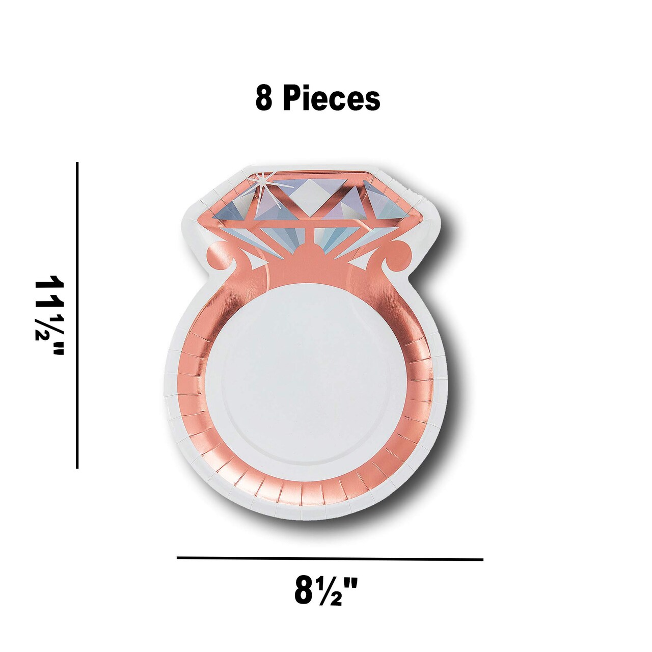 8 Count Wedding Ring-Shaped Paper Dinner Plates 8½" x 11½" Disposable Bridal Shower & Engagement Party Plates